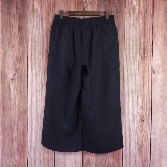 J Crew Wide Leg Seaside Pant In Linen Womens Size Large Black 100% Linen AY501 - Picture 2 of 10
